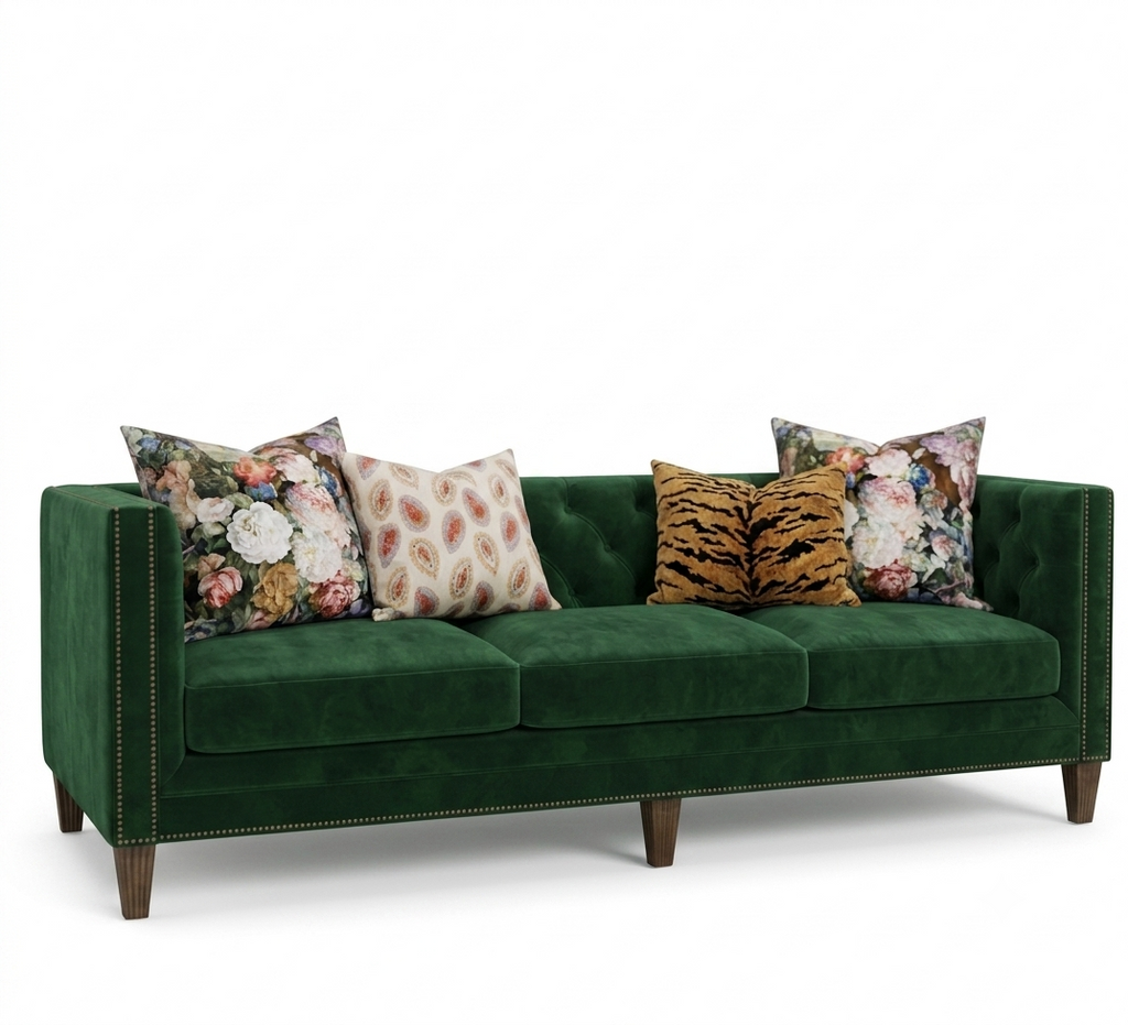 Emerald Green Velvet Sofa