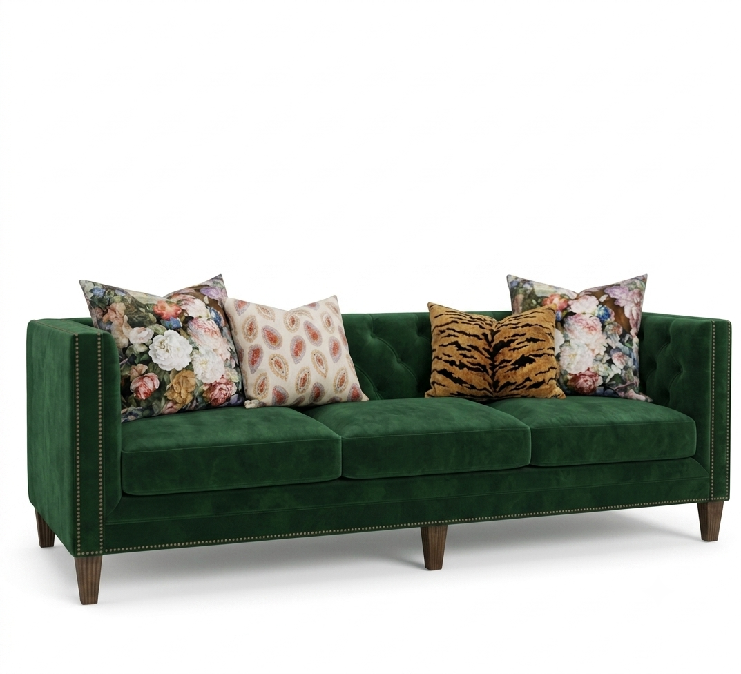 Emerald Green Velvet Sofa
