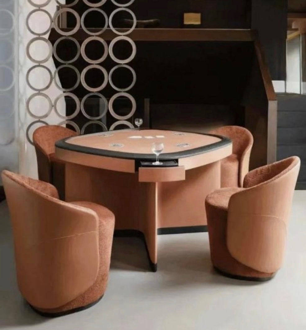 Terracotta Velvet Card Table Set