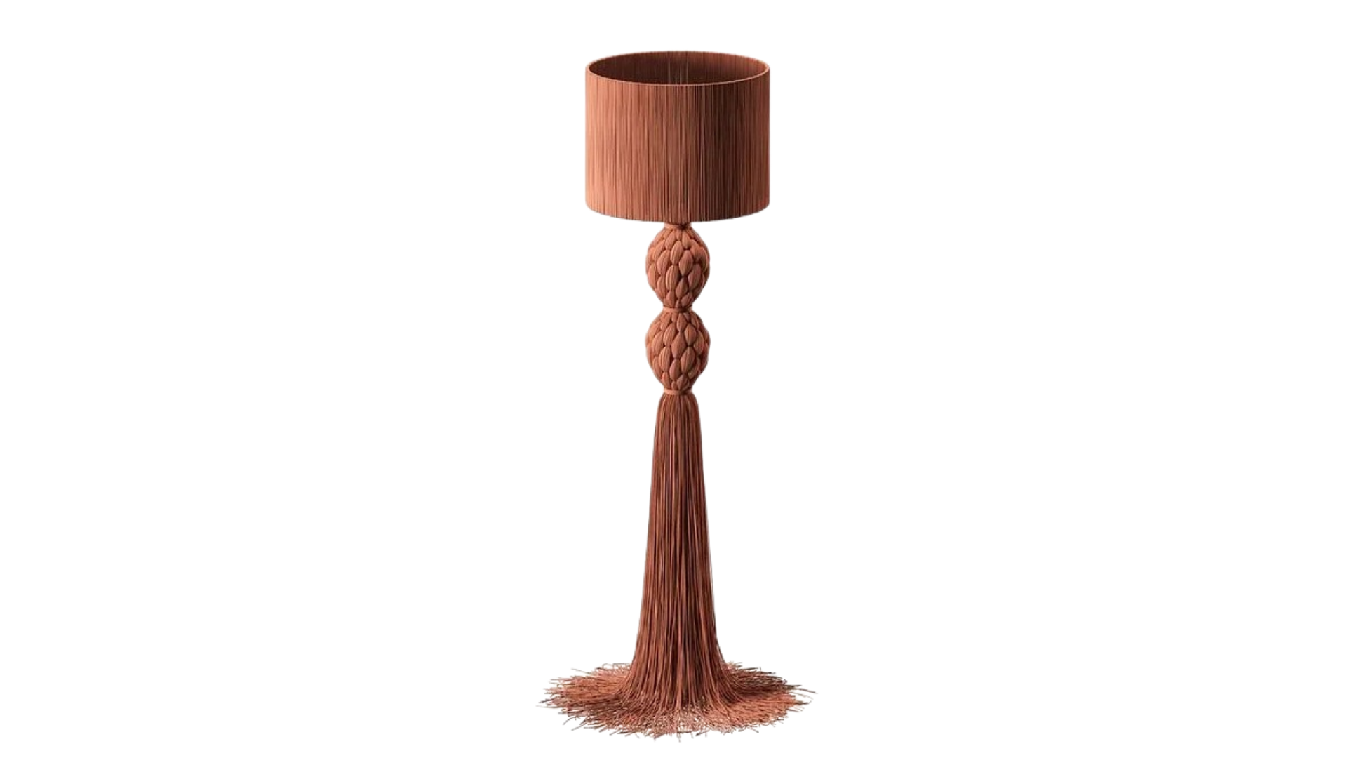 Terracotta Raffia Fringe Floor Lamp