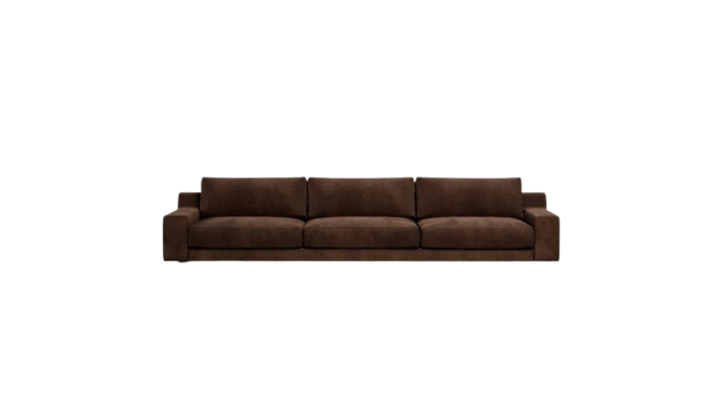 Deep Brown Low-Profile 3-Seater Sofa