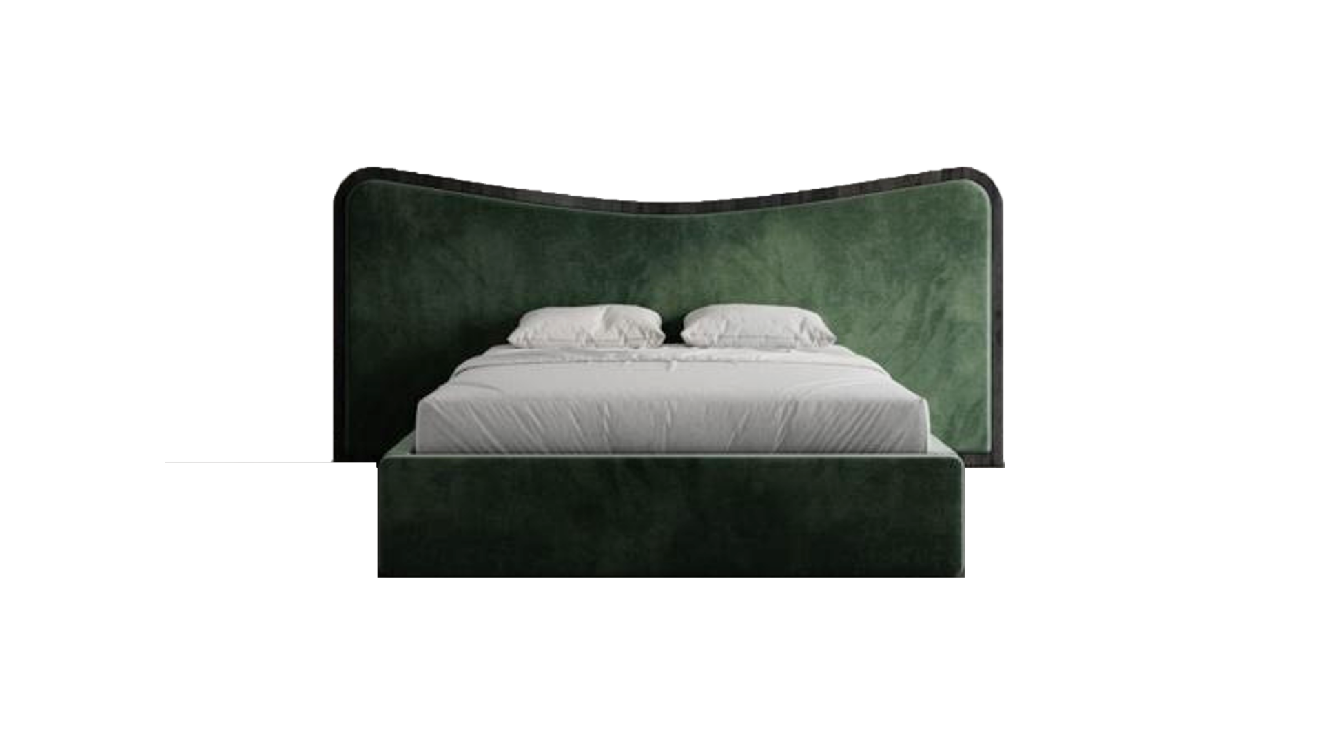 Forest Green Velvet Curved Bed