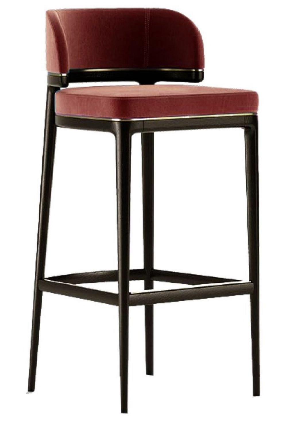 Burgundy Velvet Bar Stool