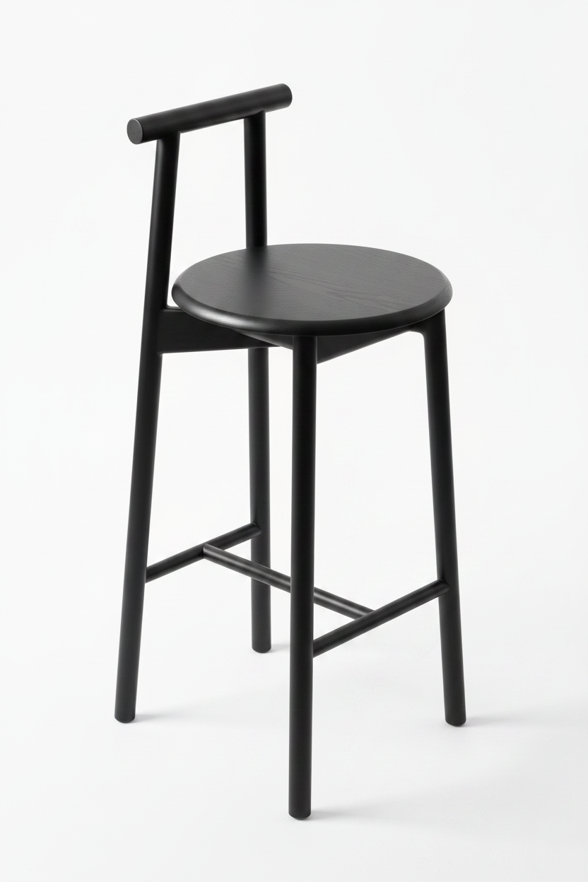 Rail Bar Stool — Matte Black