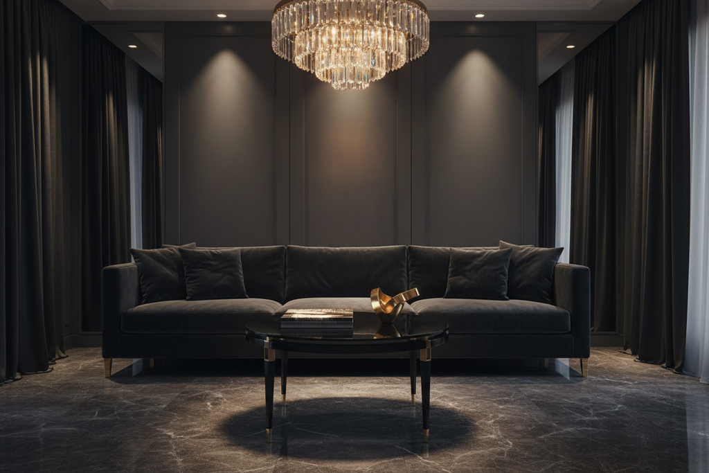 Black & Brass Round Coffee Table