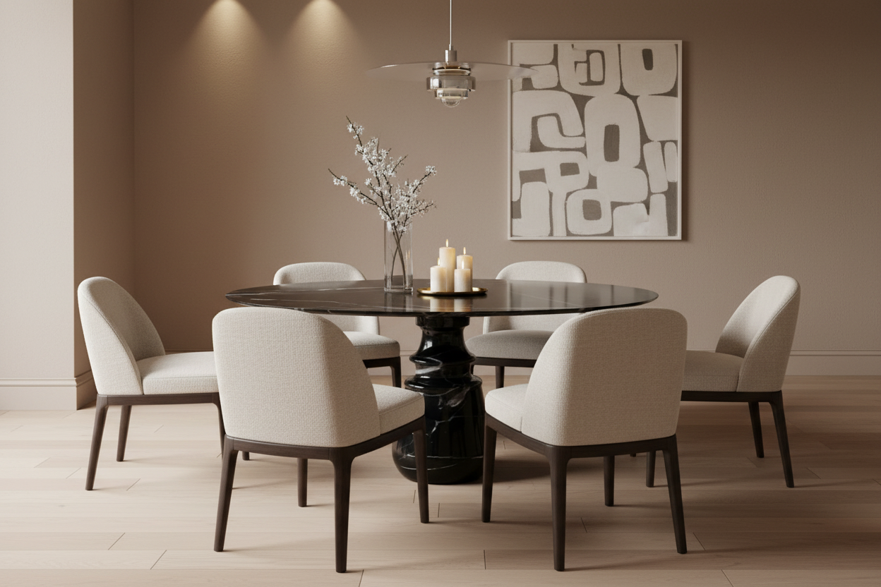 Nero Marquina Round Dining Table