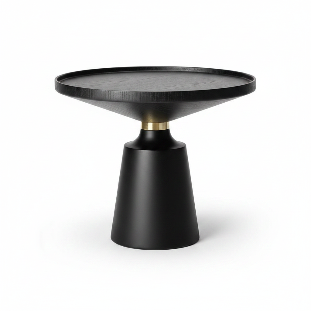 Black Cone Pedestal Side Table