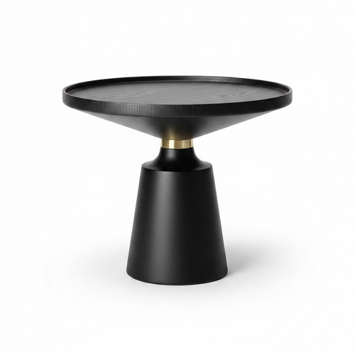 Black Cone Pedestal Side Table