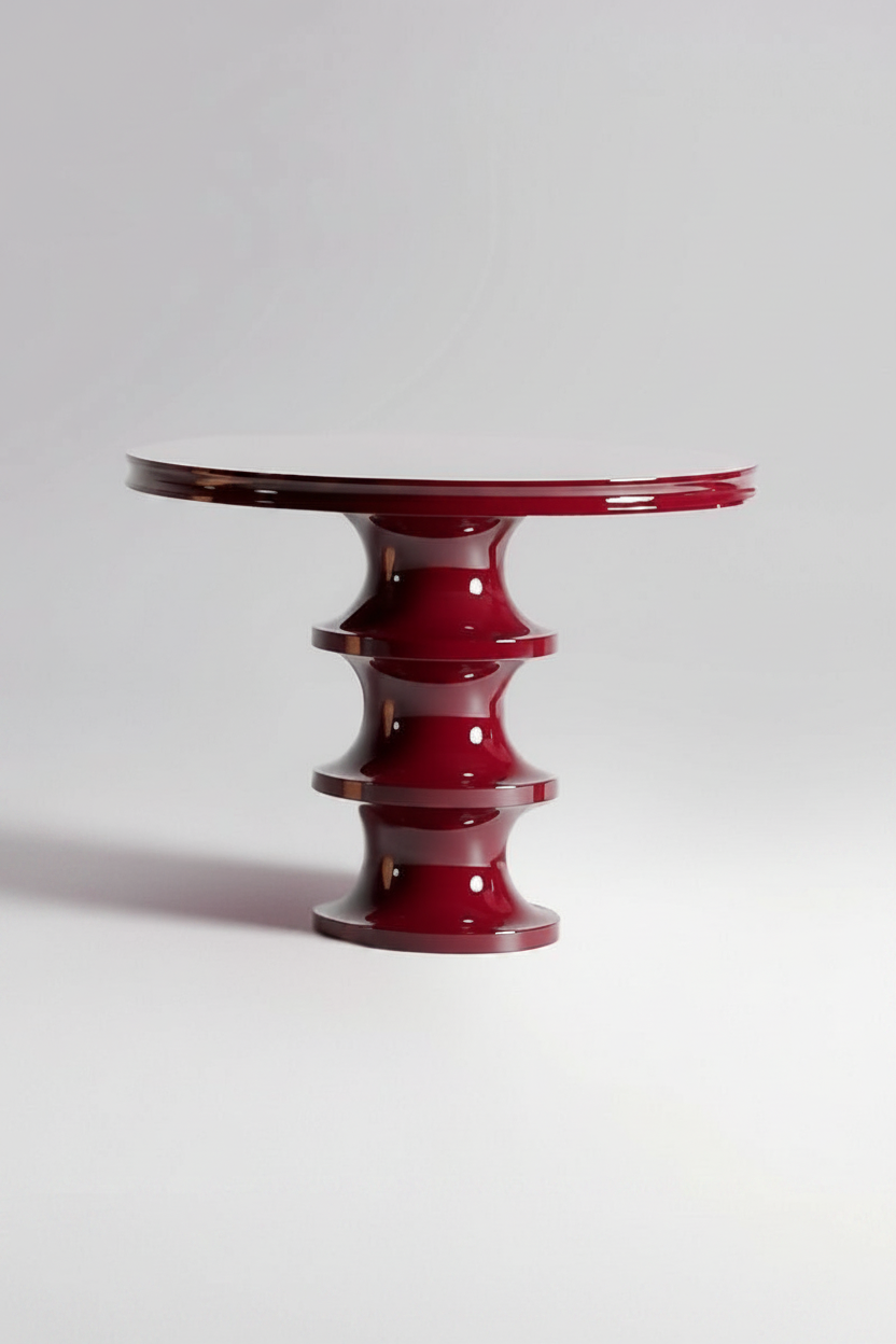 Wanderlust Crimson Lacquer Pedestal Table