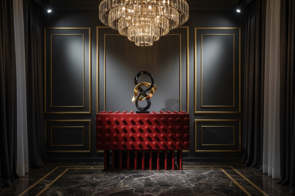 Crimson Studded Sideboard
