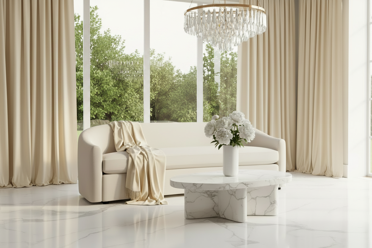 Curved Cream Sofa