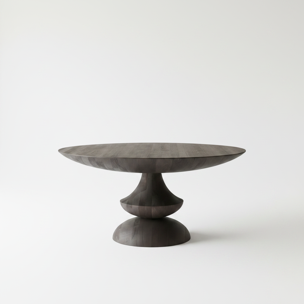 Dark Wood Round Pedestal Dining Table