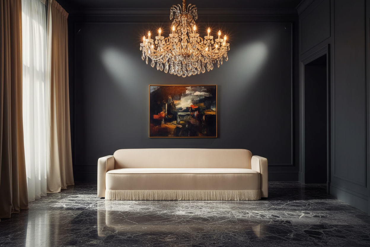 Ivory Fringe Sofa