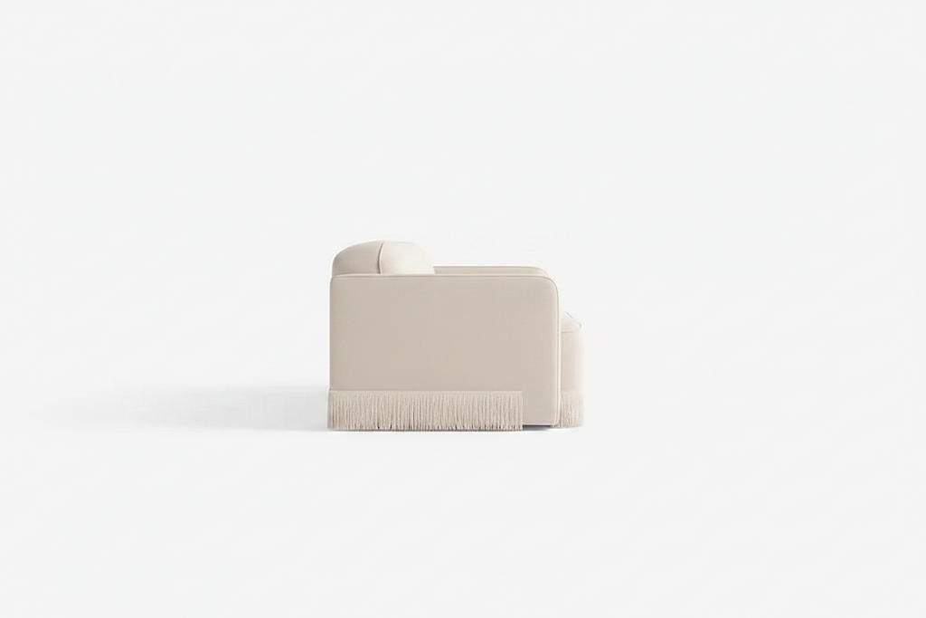 Ivory Fringe Sofa