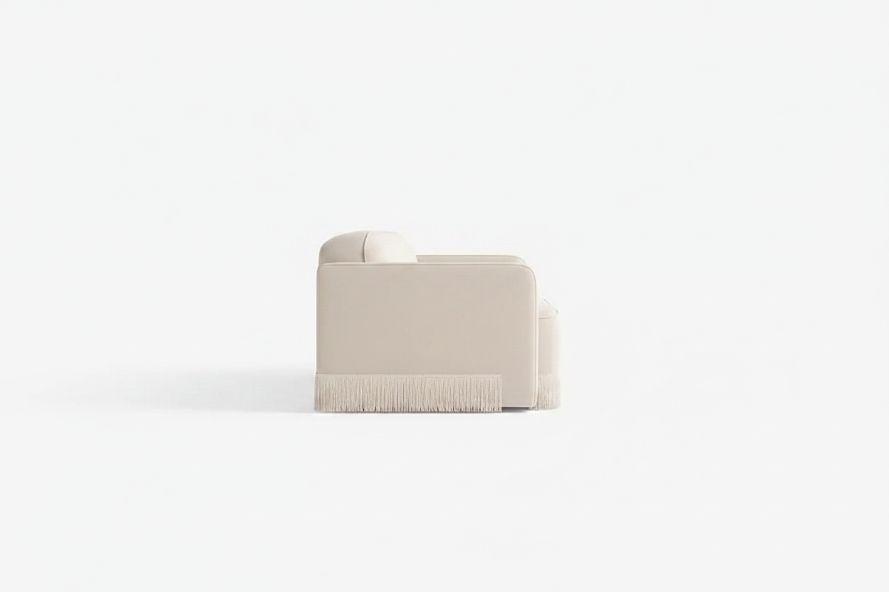 Ivory Fringe Sofa
