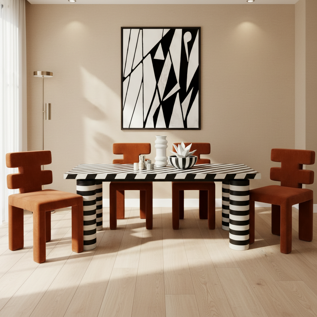 Burnt orange velvet H-back dining chair