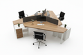 Y-shape modular office workstation front view on white background