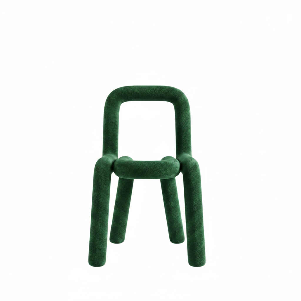 Bold Tubular Velvet Chair in Forest Green