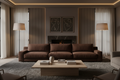 Deep brown sofa in luxury living room setting