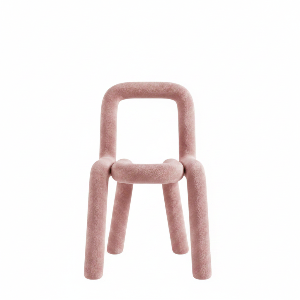 Bold Tubular Velvet Chair in Blush Pink
