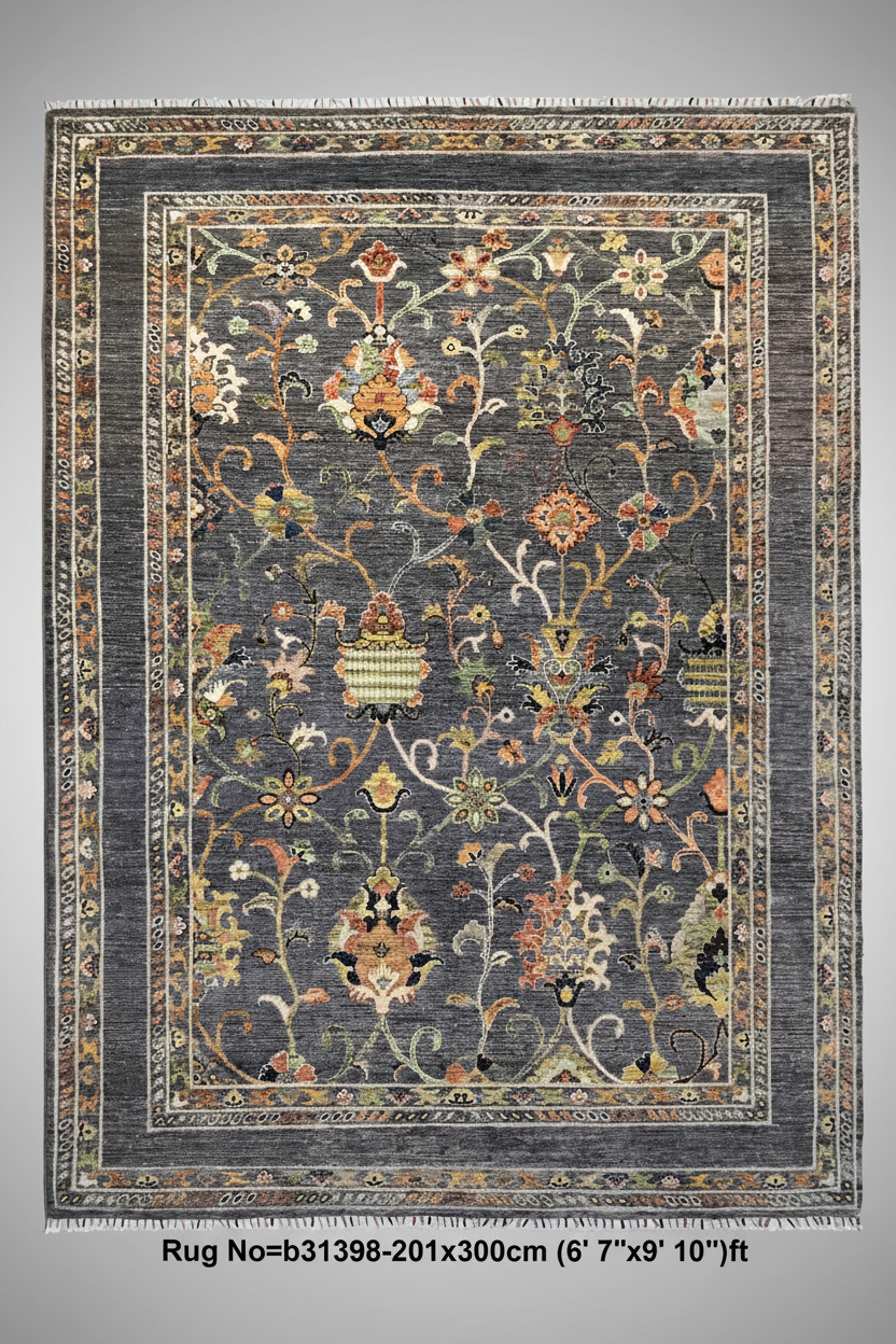 Dark Floral Vase Rug 201x300cm
