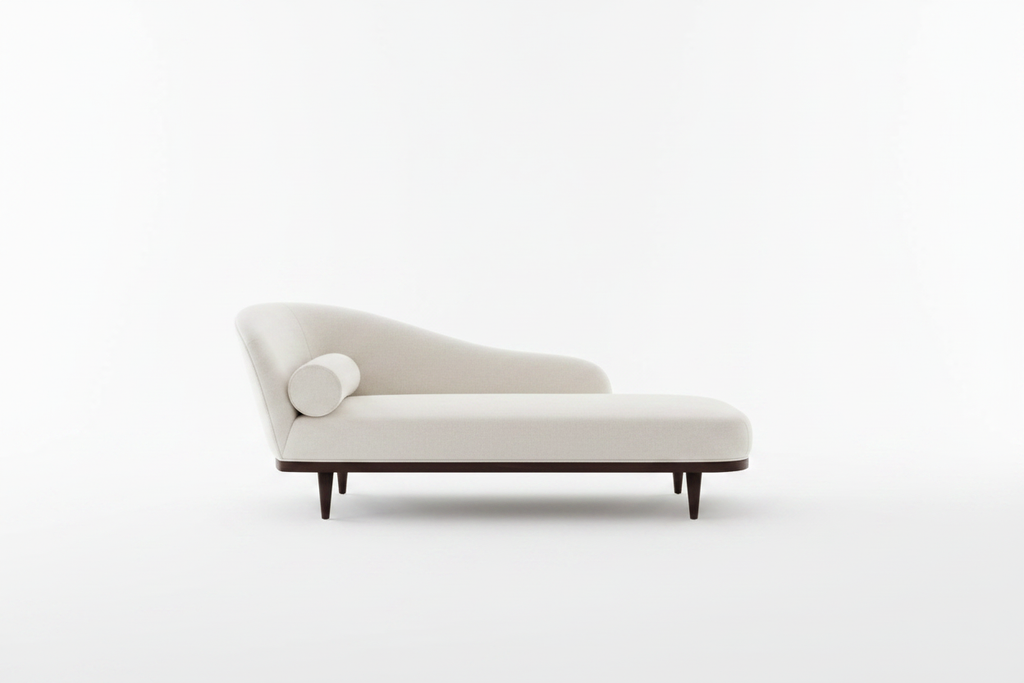 Cream chaise lounge clean product shot