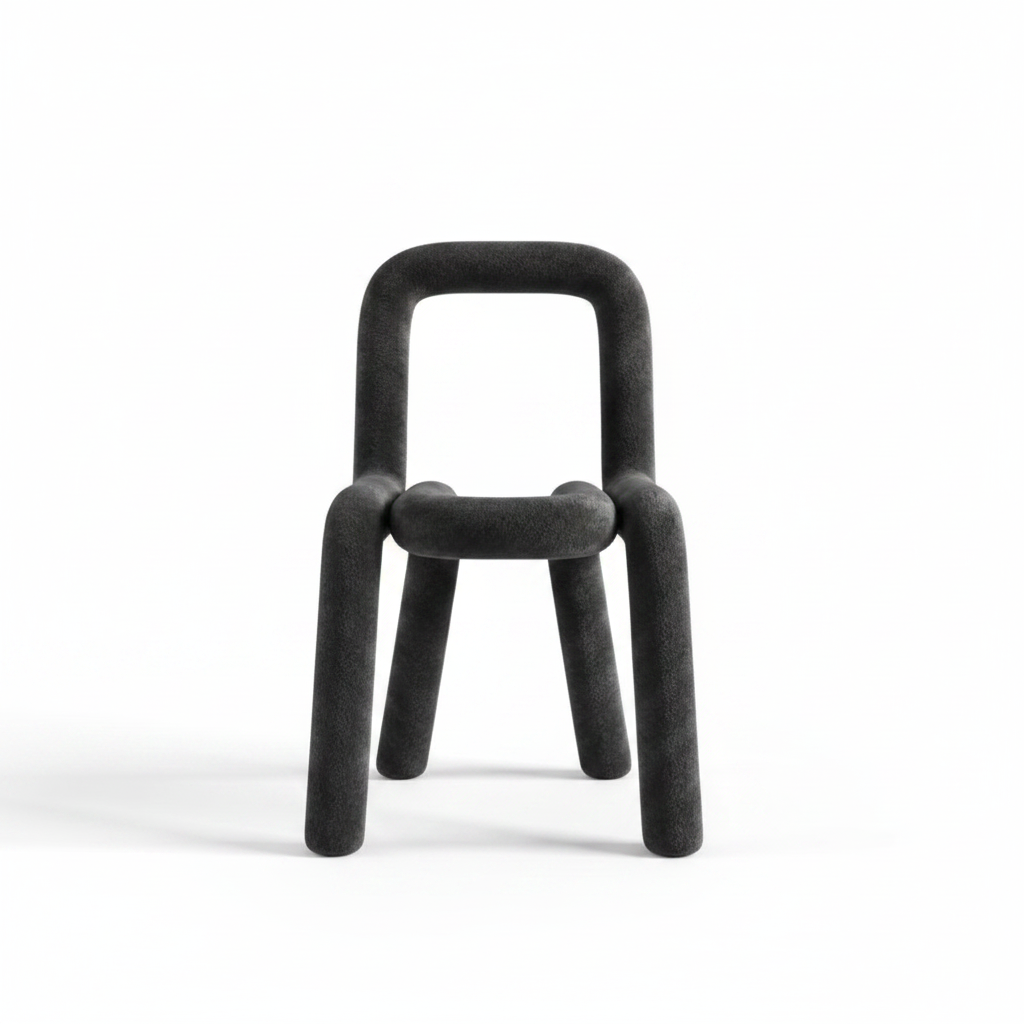 Bold Tubular Velvet Chair in Charcoal Grey