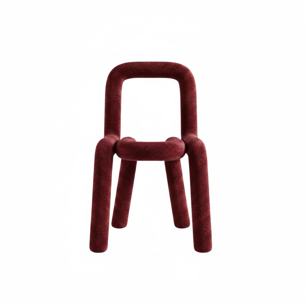 Bold Tubular Velvet Chair in Burgundy