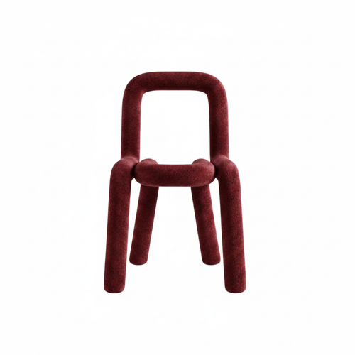 Bold Tubular Velvet Chair in Burgundy