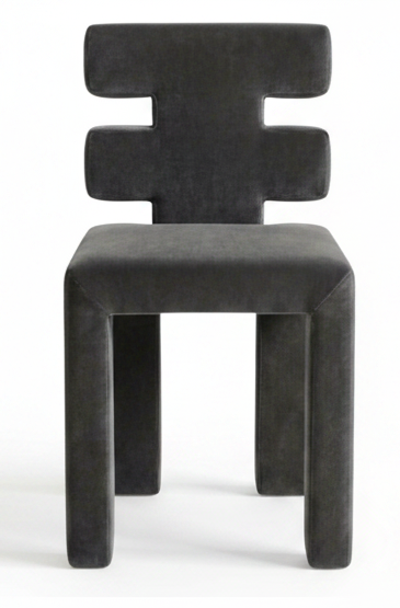 Charcoal grey velvet H-back dining chair