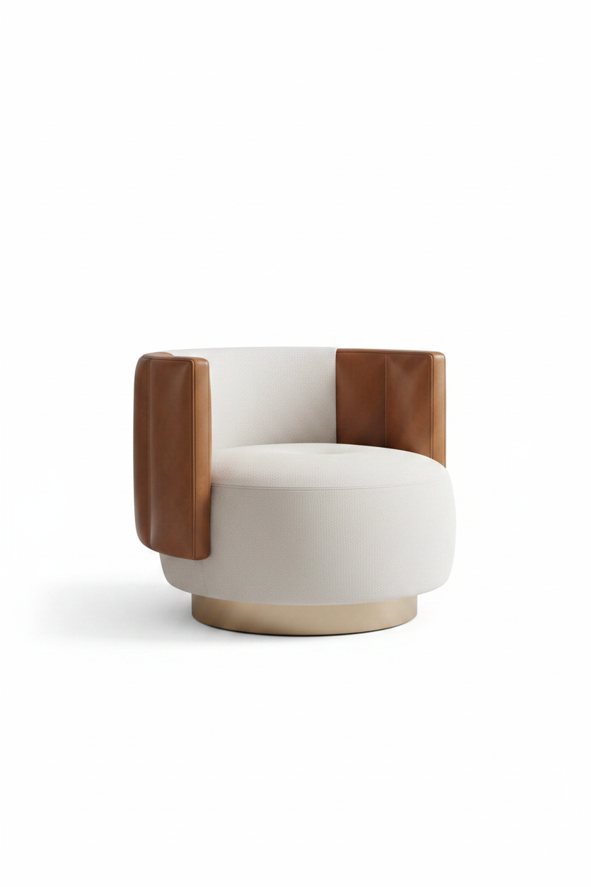 White and cognac visitor chair clean product shot