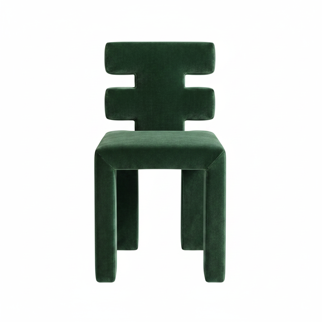 Forest green velvet H-back dining chair