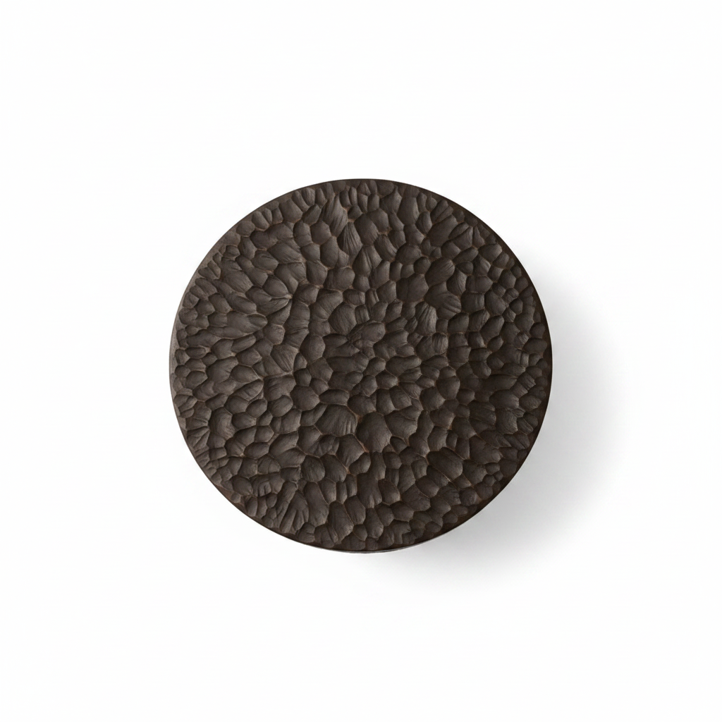 Top-down view of the Carved Bowl Coffee Table showing carved texture