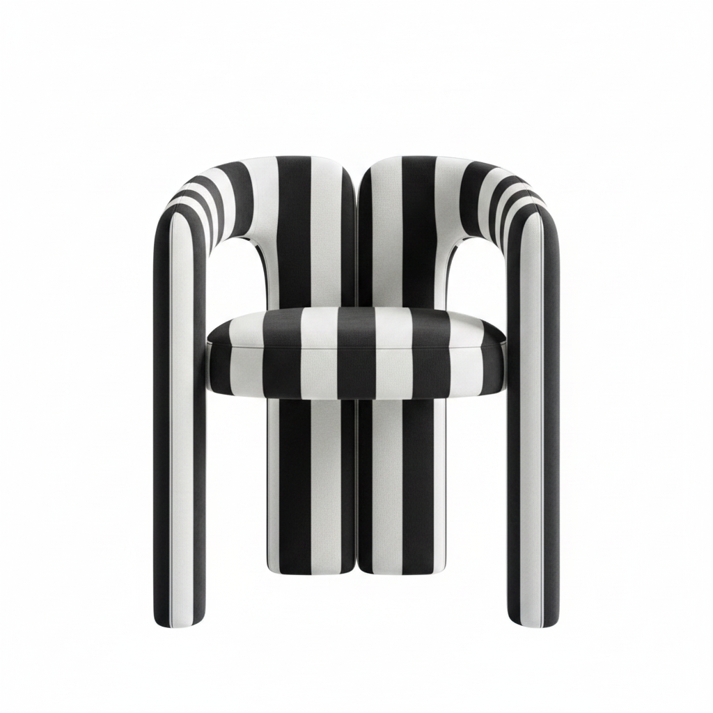 Striped Z-Form Chair front view on white background