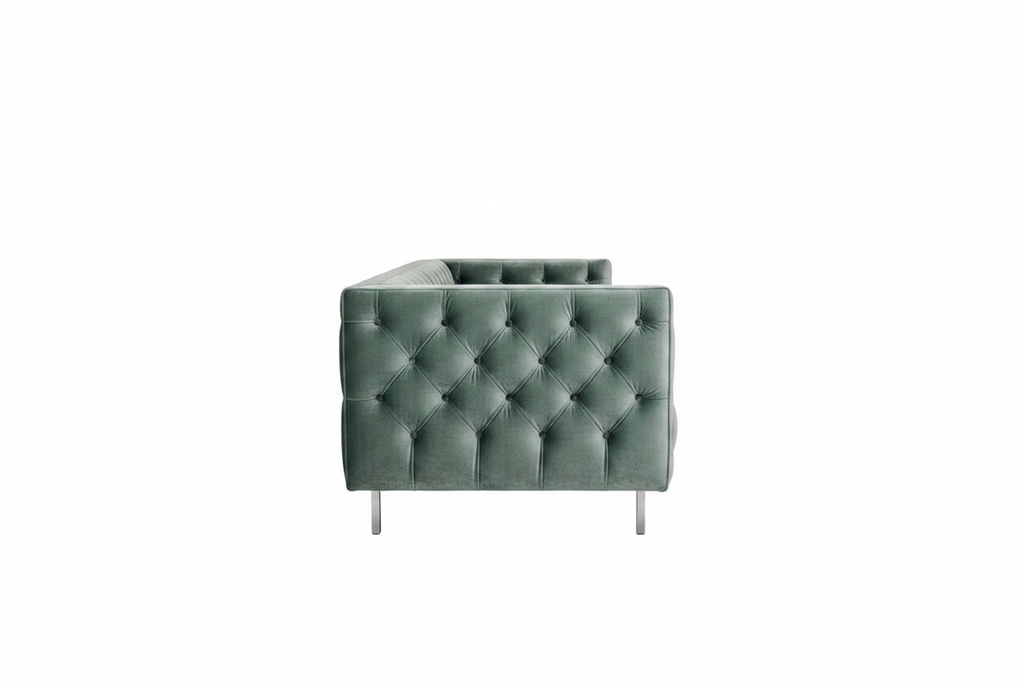 Velour Button-Tufted Velvet Sofa — Side View