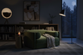 Atmospheric interior shot of the Forest Green Tubular Armchair