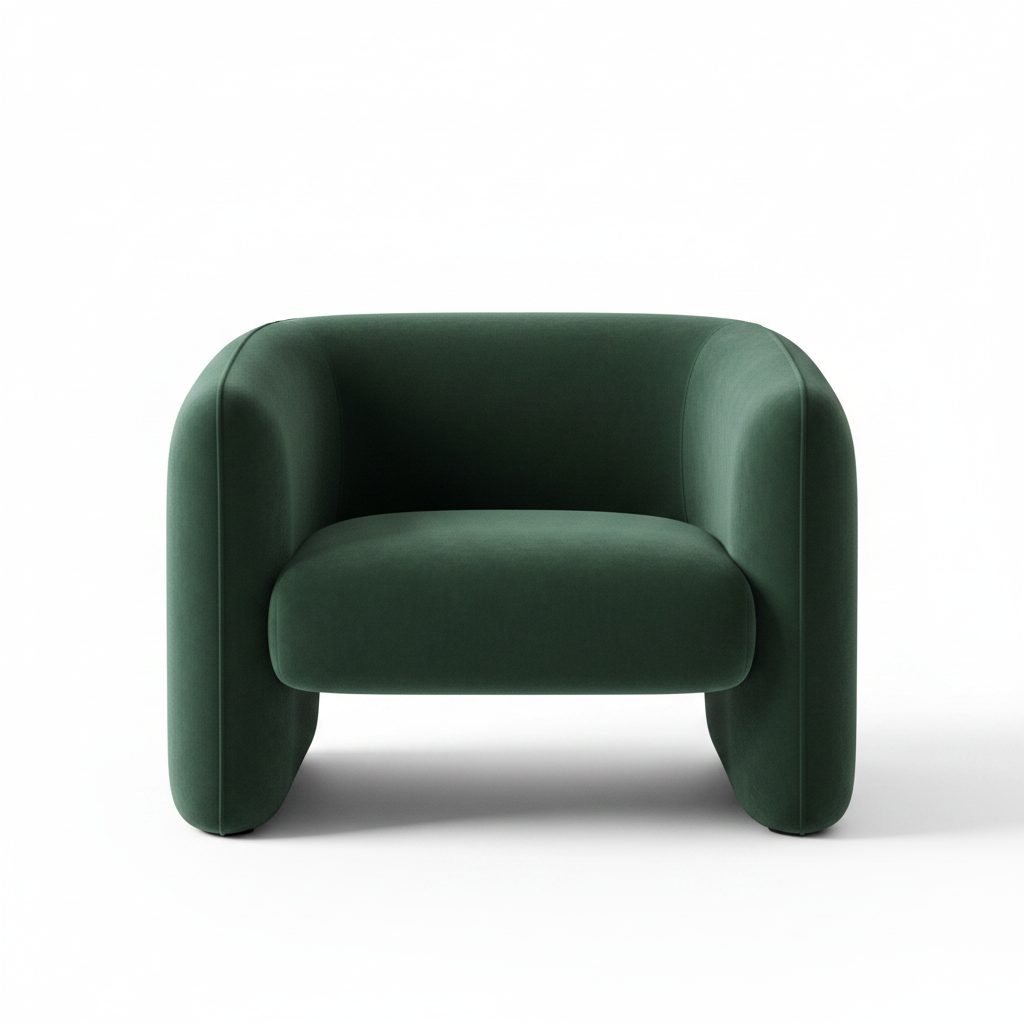 Forest Green Tubular Armchair front view on white background