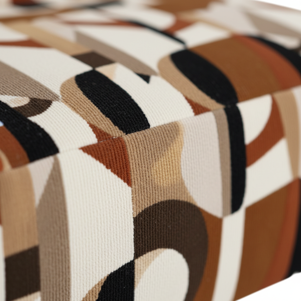 Close-up of geometric patterned fabric upholstery