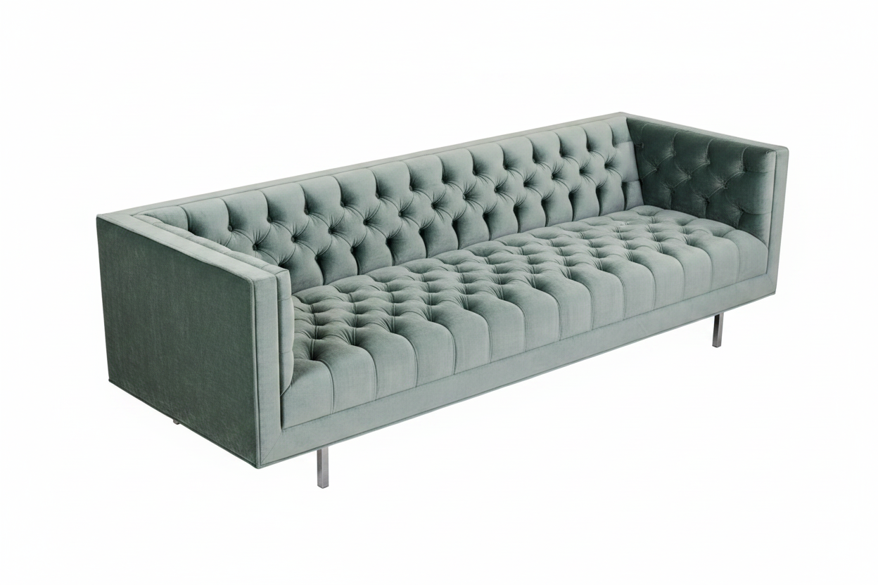 Velour Button-Tufted Velvet Sofa — Axonometric View