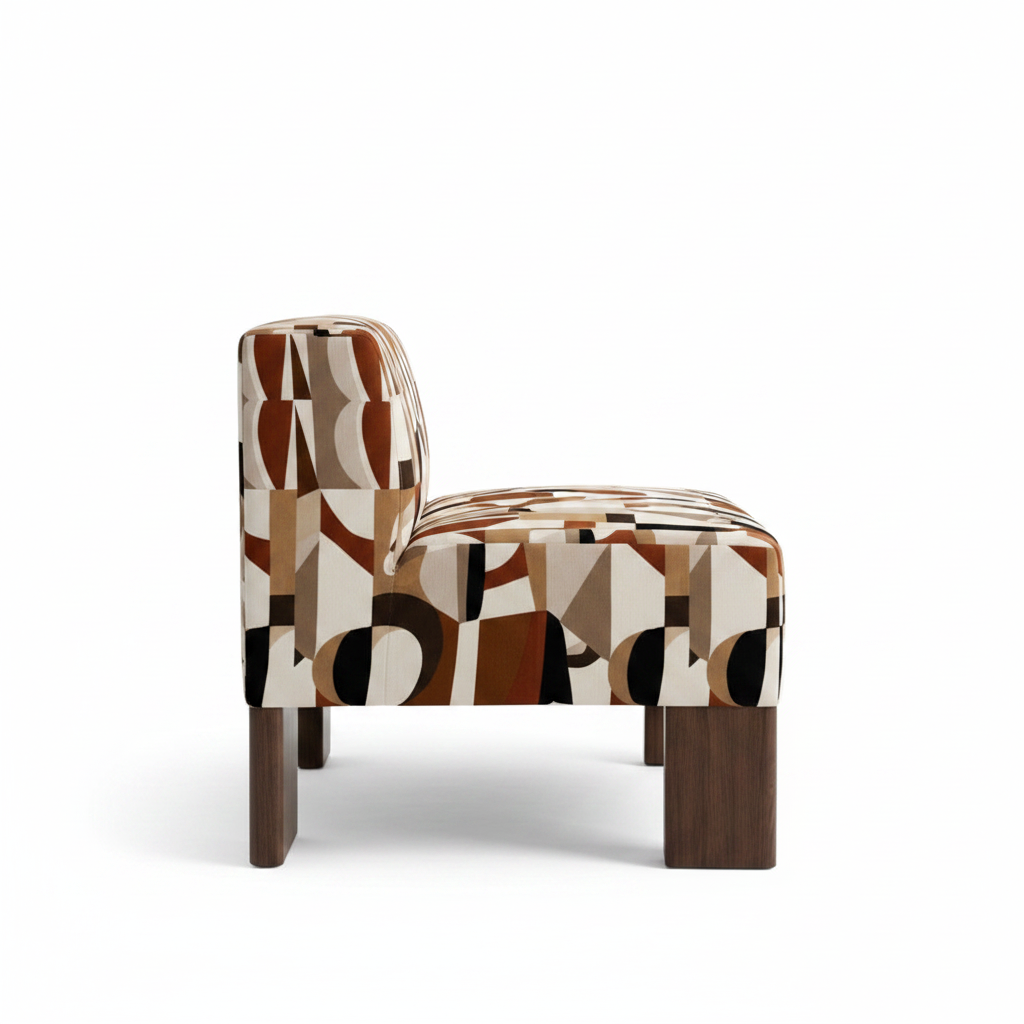 Side angle view of the Geometric Patterned Accent Chair