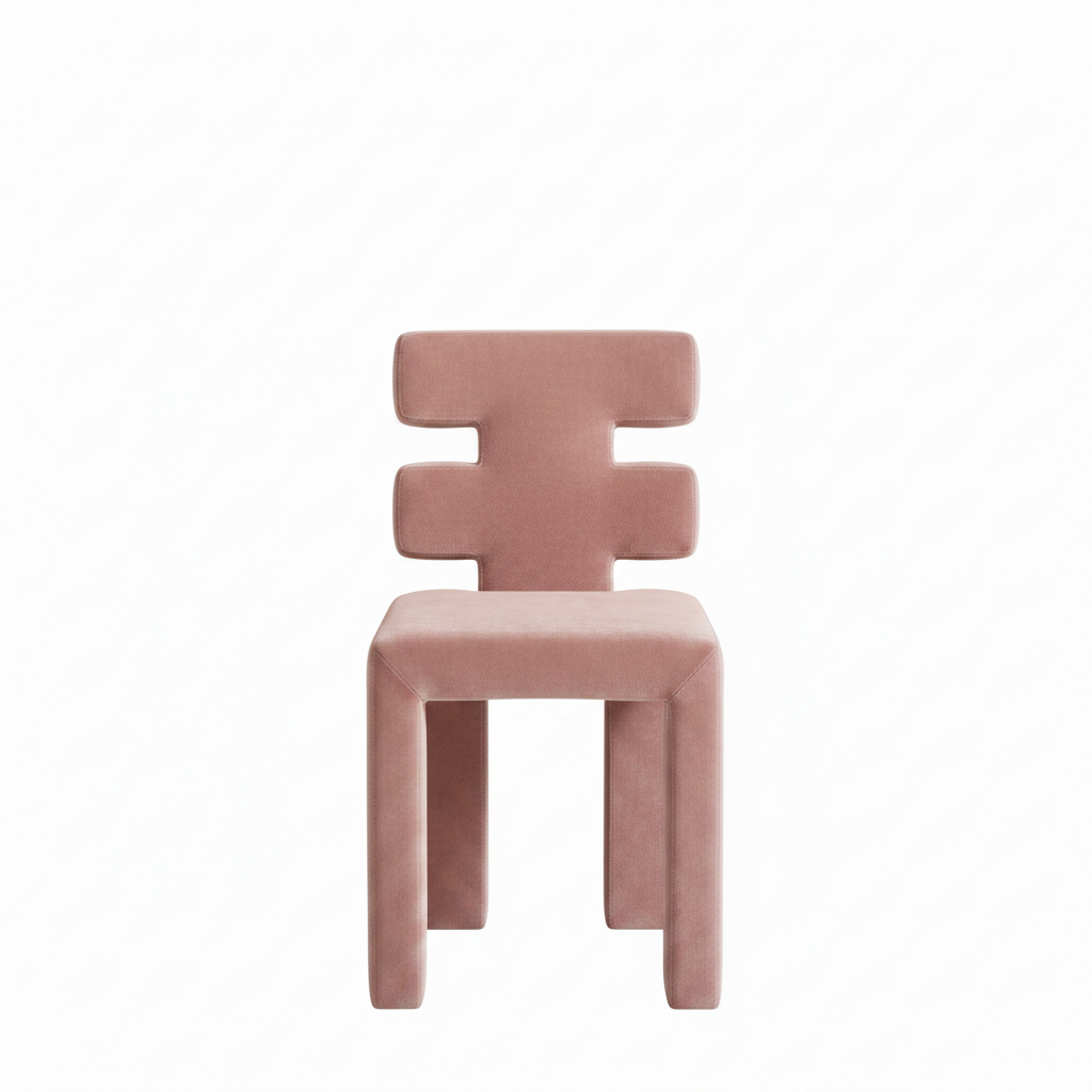 Blush pink velvet H-back dining chair