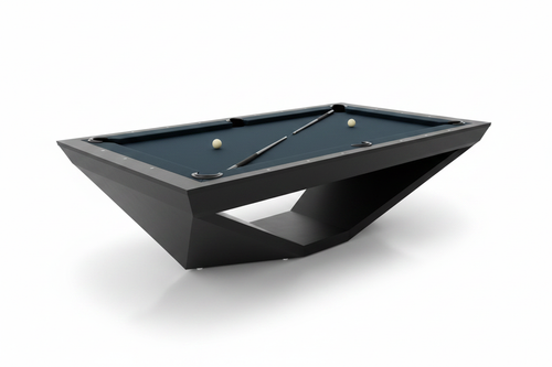 Angular matte black pool table clean product shot