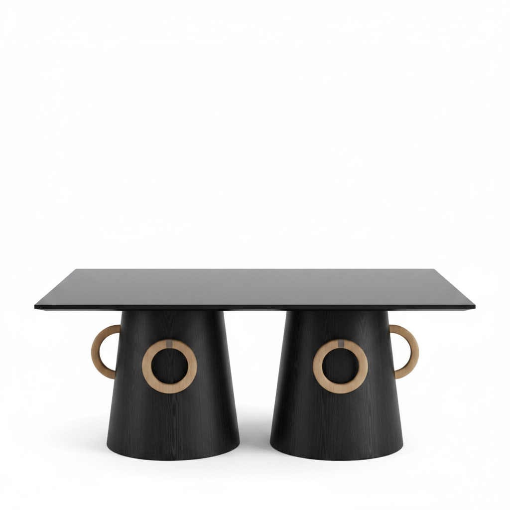 Black Double-Cone Coffee Table front view on white background
