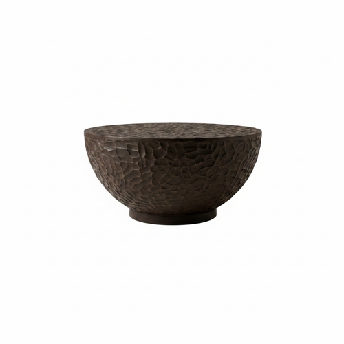 Carved bowl coffee table on white background