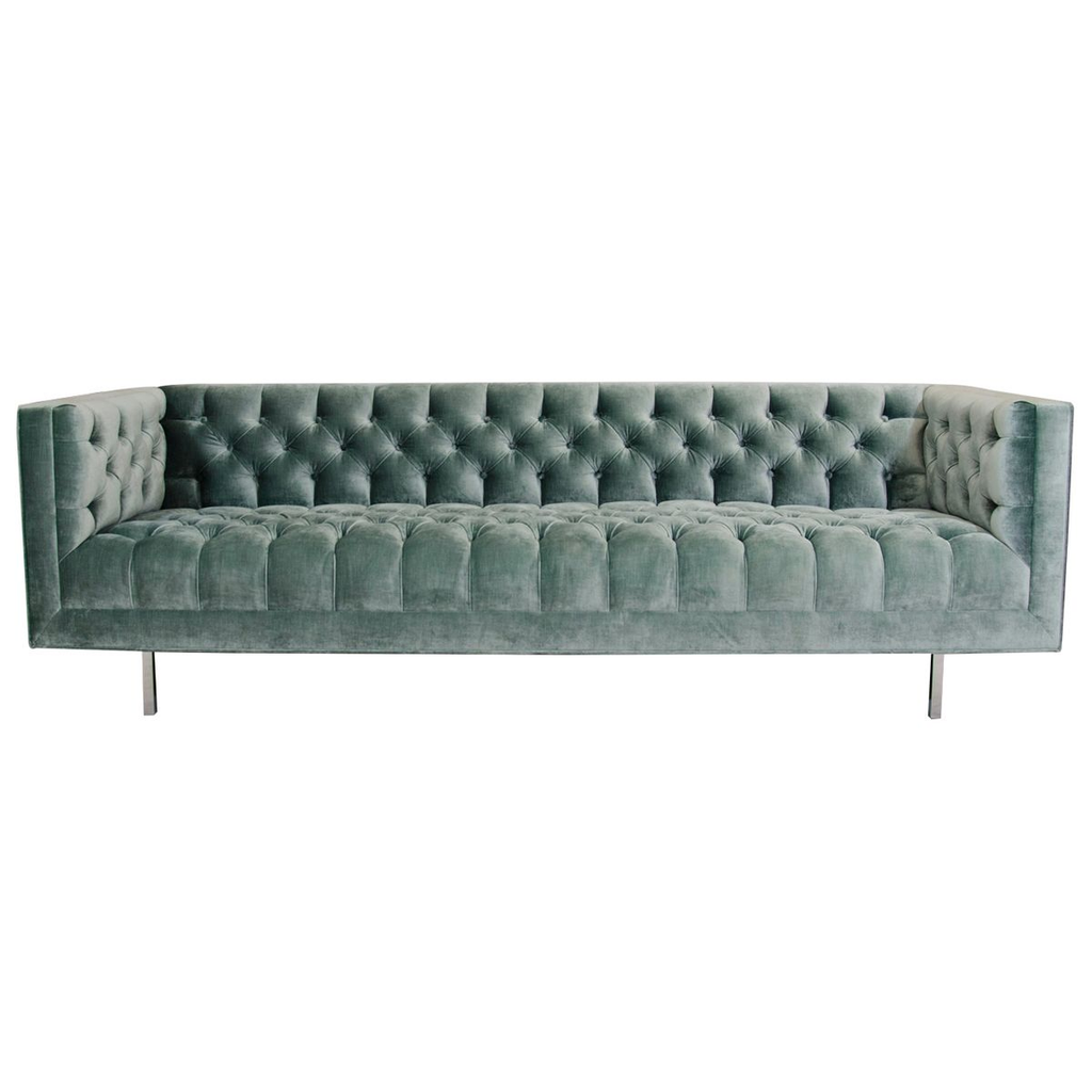Velour Button-Tufted Velvet Sofa