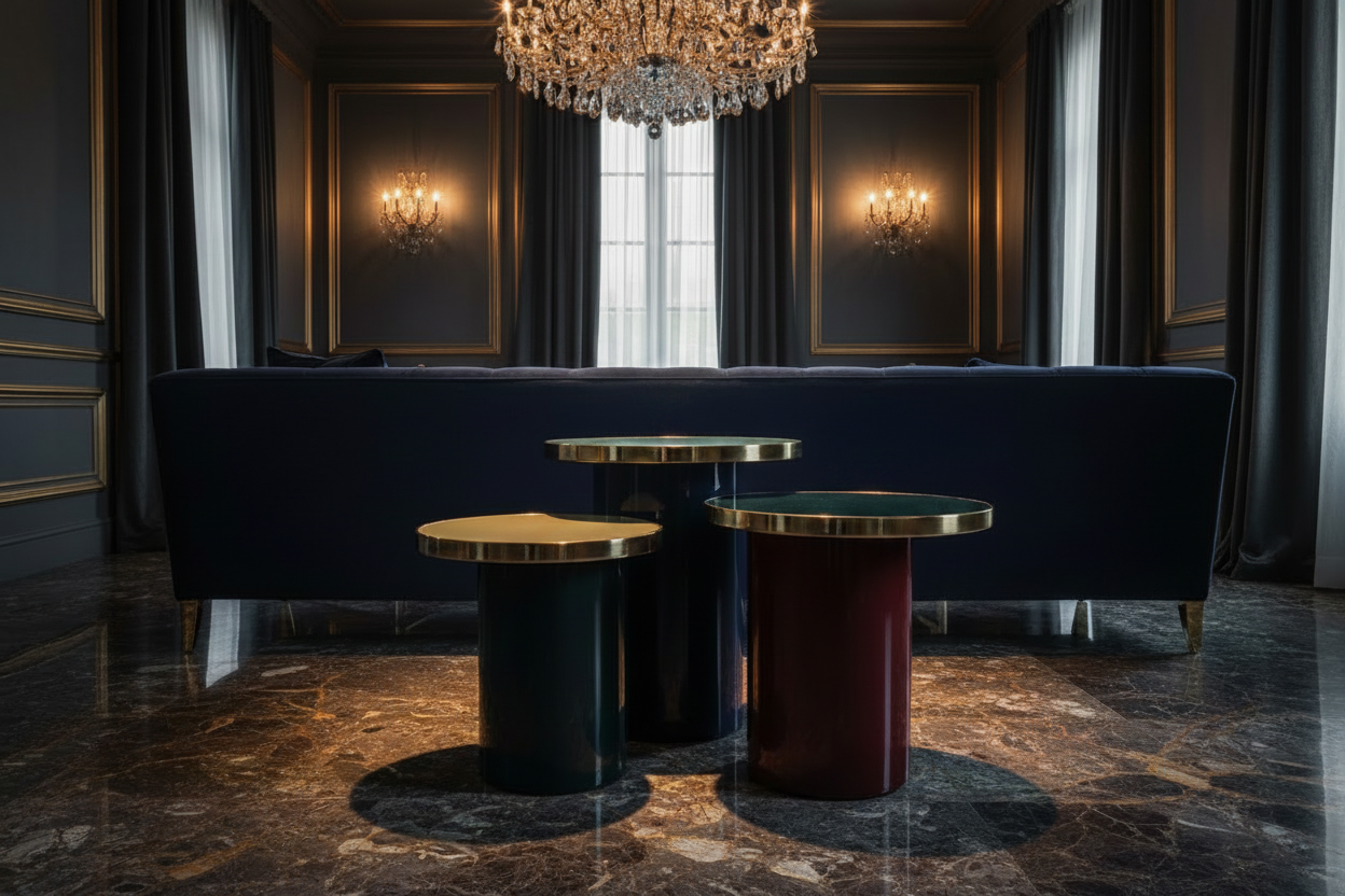 Lacquer Cylinder Side Table