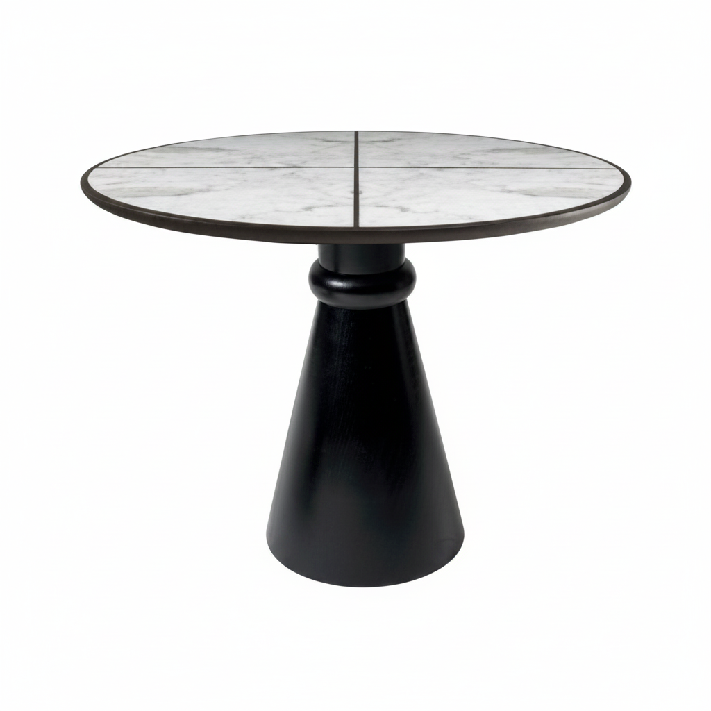 Marble Top Conical Pedestal Dining Table