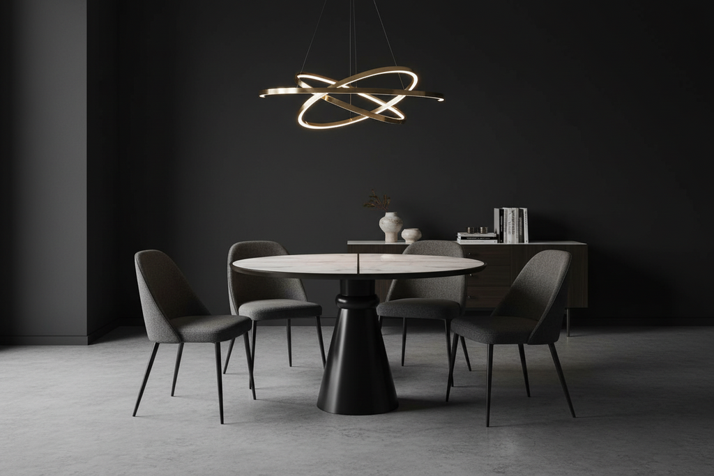 Marble Top Conical Pedestal Dining Table