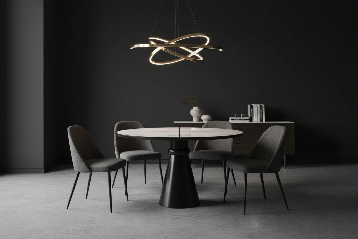 Marble Top Conical Pedestal Dining Table