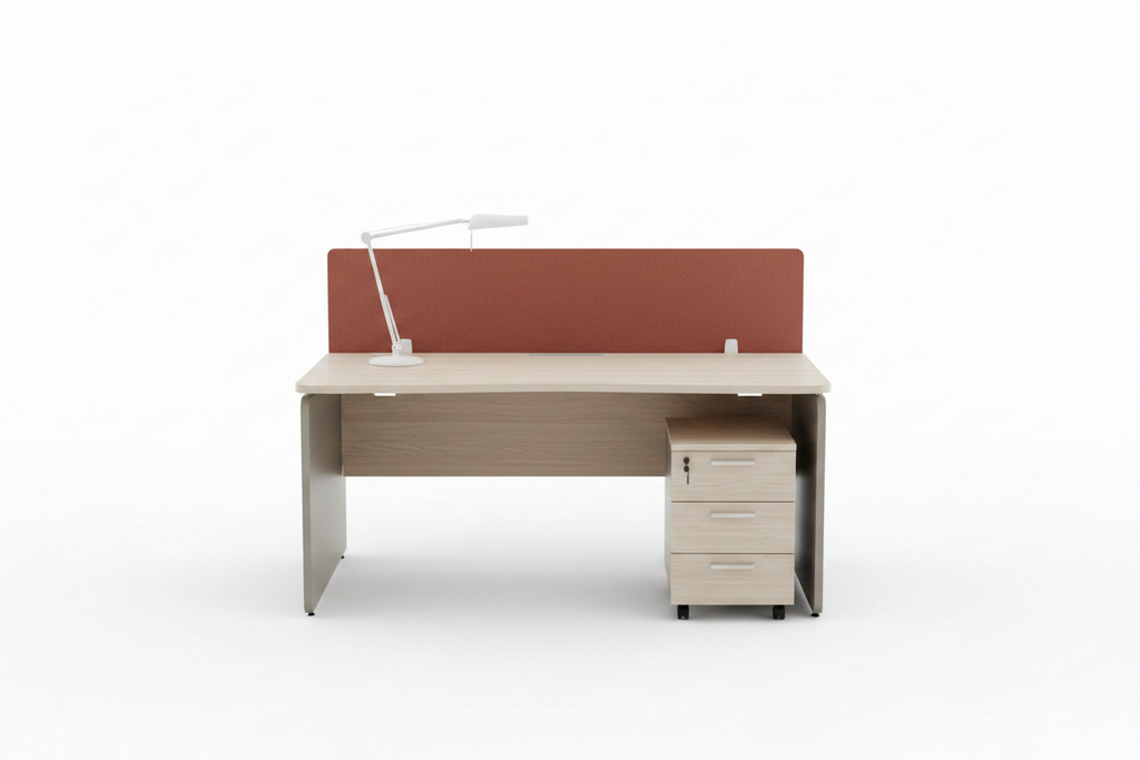 Oak Workstation Desk with  Divider